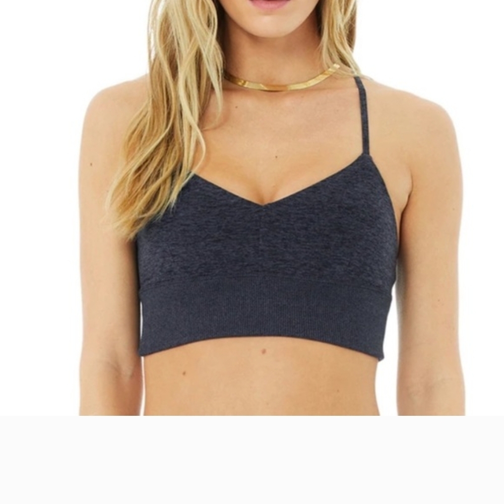 ALO Yoga Charcoal Heather Seamless V-Neck Bralette